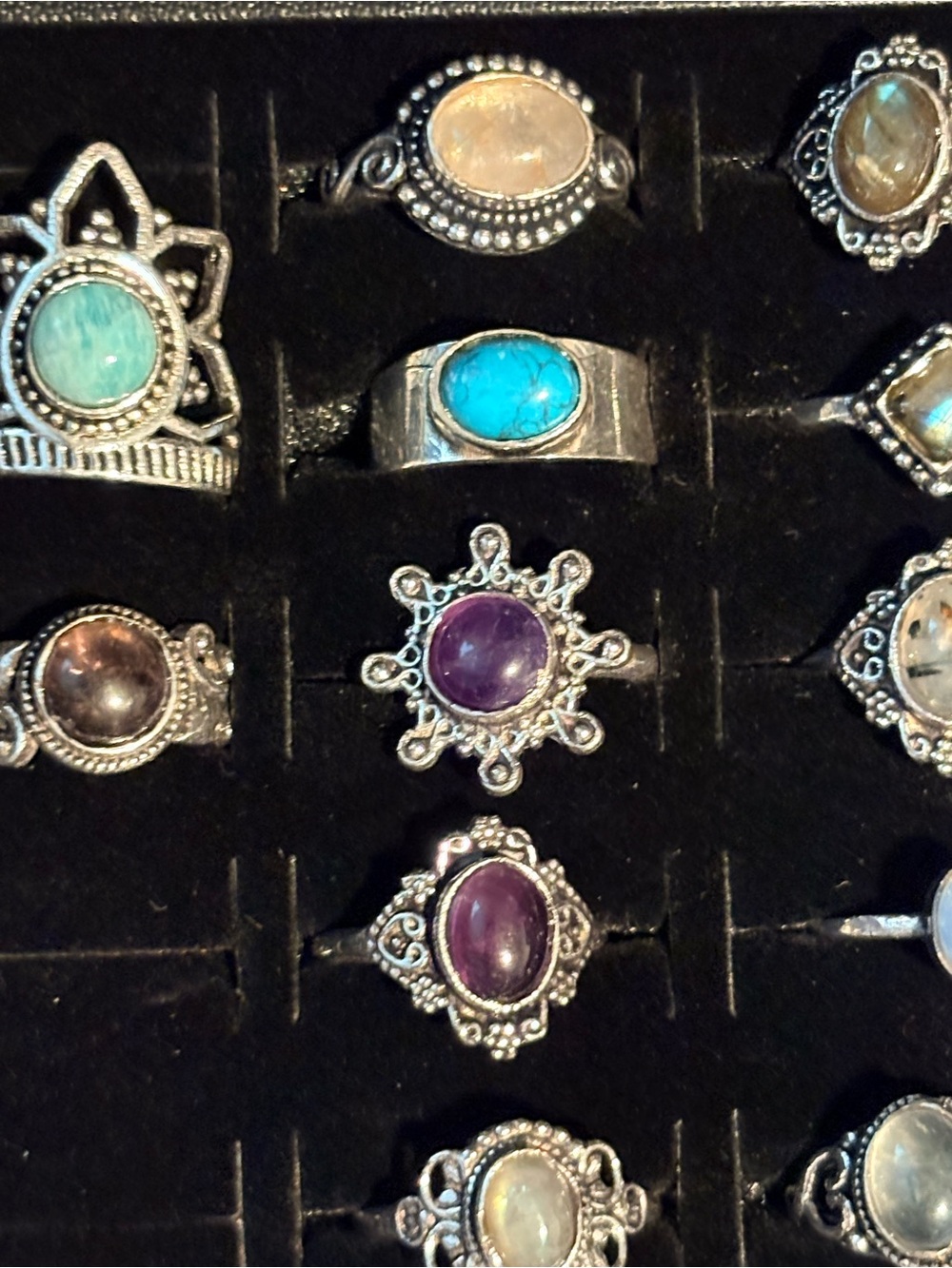 Gorgeous Gemstone Rings .925 Sterling Silver Multicolor - Women Jewelry Sz 5-9.5 - Picture 6 of 11